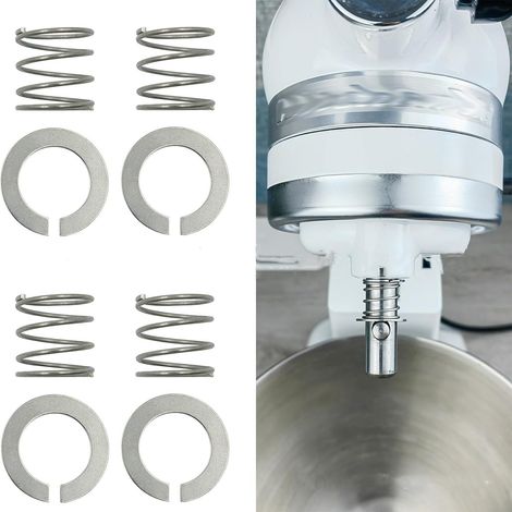 Juego de 4 piezas de repuesto de acero inoxidable para batidoras KitchenAid, incluye resorte y arandela de resorte, color plata. (1/5)