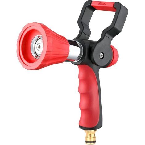 Hochdruck-Feuerlöschdüse, robuste Metall-Gartenschlauchdüse mit ergonomischem Schiebegriff und Hebelgriff, verstellbare Düse zur Bewässerung von Rasenflächen und Gärten (1/5)