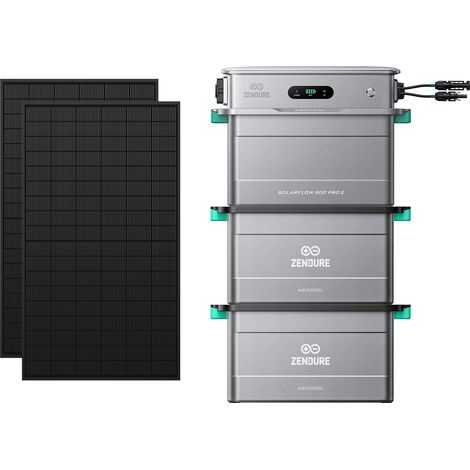 Zendure SolarFlow 800 Pro 2 - Stockage énergétique solaire domestique 800W, gestion intelligente, IP65, avec 450Wx2 Panneau Bifacial, avec 2xAB2000L