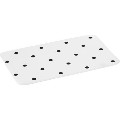 Tapis de bain microfibre blanc à pois noirs - 45x70cm (1/3)