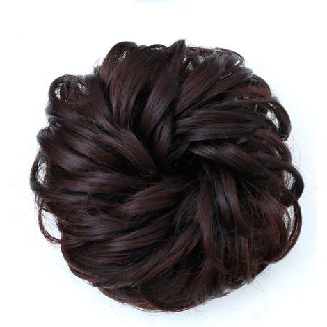 Chignon à bande élastique en fibre de soie artificielle, bouclé volumineux pour scène, brun foncé (1/5)