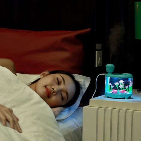 Humidificador ultrasónico LED para acuario, luz nocturna de mesa, USB, ABS, 460 ml, 1 unidad, selección de color (1/5)