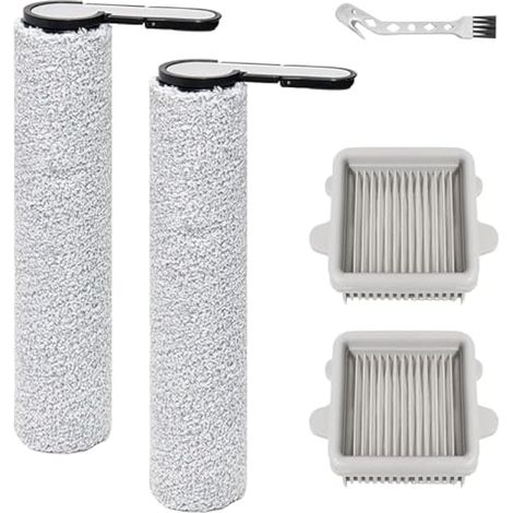 Applicable Accessoires de rouleau de brosse pour Roborock F25, F25 ACE, F25 RT, F25 LT, F25 ALT F25 GT, F25 XT, F25 ACE Combo, F25 Combo pièces, 2 rouleaux de brosse + 2 filtres HEPA (1/5)