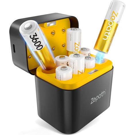 8 Piles AA Rechargeables au Lithium-ION avec Chargeur 8 Chargeur,1,5V 3600 mWh Haute Capacité Rechargeable AA Batterie, jusqu'à 2000+ Cycles (1/5)