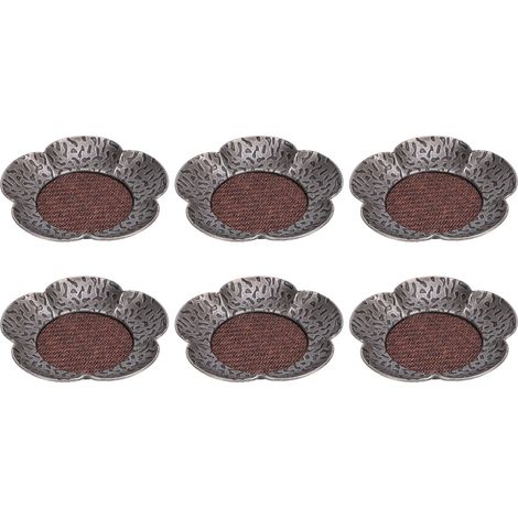 6pcs Coaster Heat Resistant Retro Hammered Zinc Alloy Cup Mat for Tea Cup Coffer Cup (1/5)
