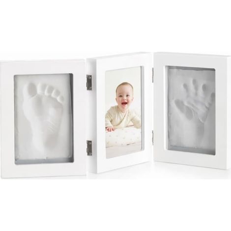 Jané Cadre Empreinte Bébé avec Photo, Argile à Modeler Séchage 24h, Souvenir Main ou Pied, Convient aussi pour Empreinte Animal, Blanc (1/5)