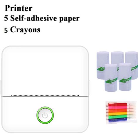 Imprimante Etiquette Autocollante, Imprimante Thermique Bluetooth Monochrome, Mini imprimante Autocollant Rouleaux de 5 Étiquettes Autocollantes (1/5)