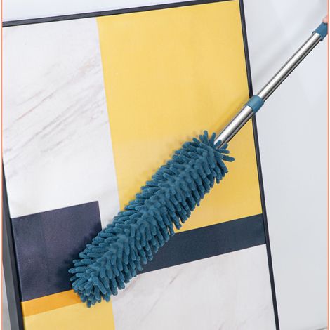 Plumeau de nettoyage, balai à poussière, brosse à poussière extensible et lavable pour la maison, plumeau de lit, balai de bureau, brosse à poils, bleu marine. (1/5)