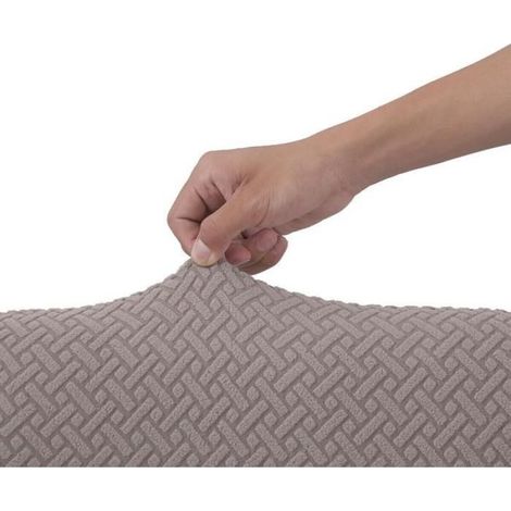 Housse de chaise - - Lot de 4 - Élasthanne extensible - Beige - Déhoussable et lavable (1/5)