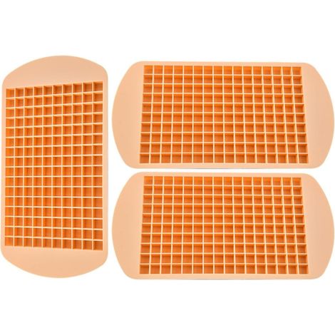 de 3 Bacs à Glaçons en Silicone Orange 160 Trous, Moules Mini (1/5)