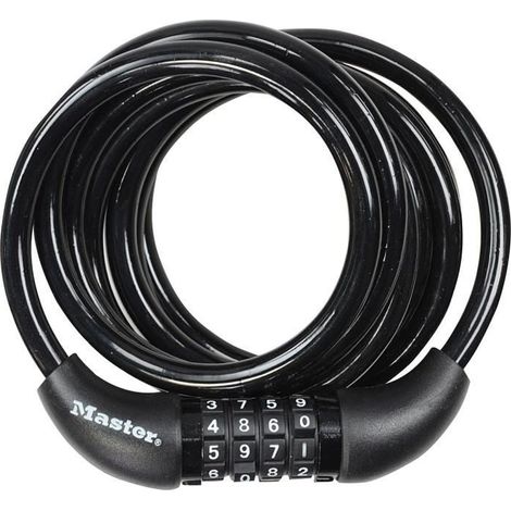 MASTER LOCK Fahrradschloss Kabelschloss [Zahlenschloss] [1,8 m Stahlkabel] [Wetterfest] 8221EURDPRO - Ideal für Fahrräder, Elektrisches Fahrradectric, Skateboards, Kinderwagen, Mähmaschine und andere  (1/4)