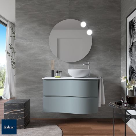 Salgar Schrank wandhängend MAM 900 BLUE FOG links 2 Metallauszug mit Softeinzug 897 x 540 x 505 mm (1/2)