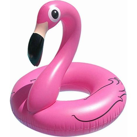 Bouée gonflable en forme de flamant rose, de couleur rose, pour une utilisation en piscine et à la plage en été  un accessoire flottant conçu pour les activités nautiques récréatives.-AquaForge (1/5)