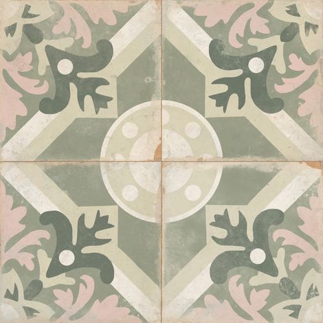 Carrelage Vintage effet Carreau ciment Sauge 22,3x22,3x0,9 cm Virelia - Sol et mur intérieur (vendu par carton de 0,65 m²) - RO'MA CARRELAGE