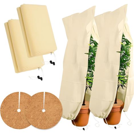 2 Stück Outdoor-Pflanzen-Winterabdeckung, 80 x 120 cm, Outdoor-Pflanzen-Wintersegel, atmungsaktiv, wiederverwendbar, Wintersegel, Wintersegel für Baum, Palme, Balkon