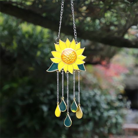 Grelot À Vent - Décoration Solaire En Forme De Tournesol - Pour Fenêtre Ou Balcon - Lot De 1 (1/5)