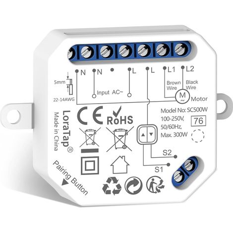 Module Volet Roulant Connecté : Moderniser Volets Roulants Stores Rideaux Existants – App Programmation – Commande Vocale – WiFi 2,4GHz – Moteur AC 4 Fils 300W (1/5)