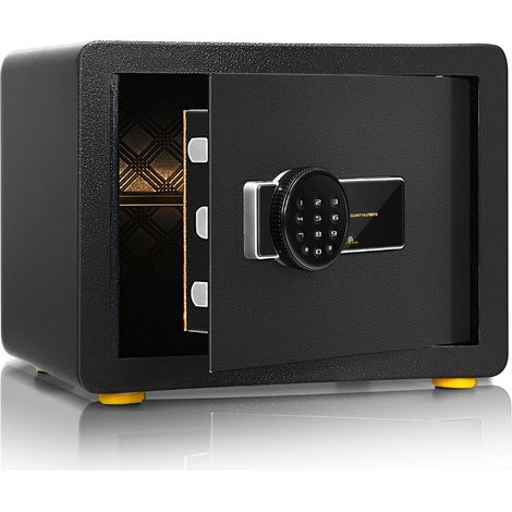 Caja fuerte electrónica de seguridad 40 x 30 x 31 cm con sistema de alarma y mecanismo de doble cierre en acero negro 200020525