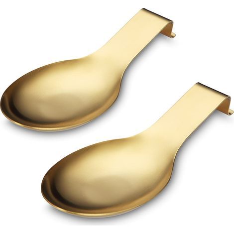 Repose Cuillère En Or Mat, Porte Cuillère En Acier Inoxydable Pour Cuisinière, Porte Stensiles De Cuisine Pour Louches, Pinces, Spatule, Porte-cuillère Pour Cuisinière (2PC-9,5 Pouces)