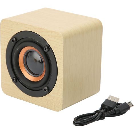 Enceinte Bluetooth Rétro Multifonction pour Maison, Voyage et Extérieur - Finition Bois Jaune (1/5)