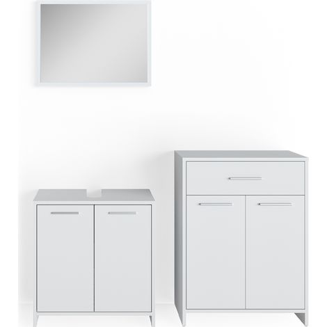 Badmöbel-Set Kiko, Weiß, 3 Teile, mit Midischrank, Vicco