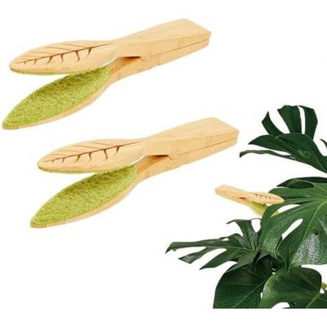 spazzole per la pulizia delle foglie, pinzette per la pulizia delle foglie, aspiratore per piante con manico in bambù e panno in microfibra, aspiratore per foglie (1/4)