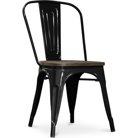 Dining Chair - Industrial Design - Steel and Wood - New Edition - Stylix Black (1/5)
