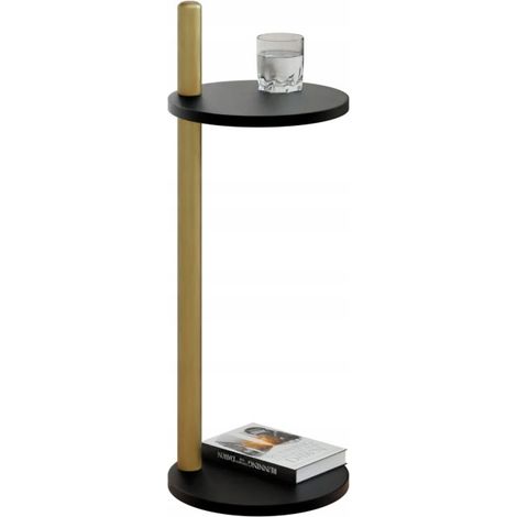 Table d'appoint ronde moderne avec étagère 30x30x80 cm, métal doré (1/5)