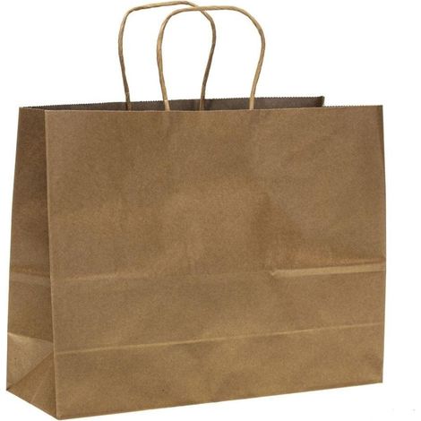 Bolsa decorativa de papel kraft de 32x25x11cm con roseta