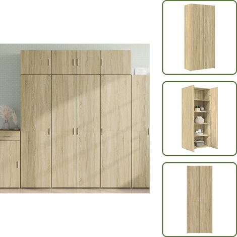Meuble haut - vidaXL Buffet haut chêne sonoma 80x42,5x185 cm bois d'ingénierie - Étagère (1/5)