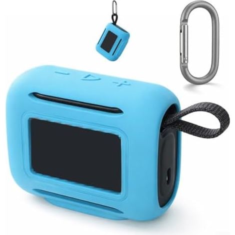 Silikonhülle für JBL Go 5, weich, stoßfest, rutschfeste Schutzhülle mit Haken für Outdoor-Aktivitäten, Reisen, orange, robuste Tasche (blau) (1/5)