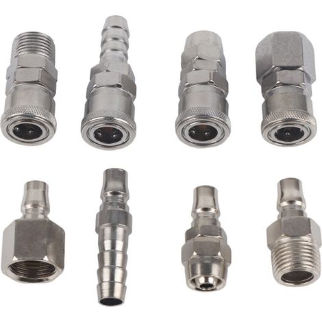 Ensemble Fafeicy de 8 pièces de raccords pour tuyau de compresseur pneumatique, raccords rapides (filetage extérieur 1/2 pouce), adaptés à l'industrie automobile. (1/4)