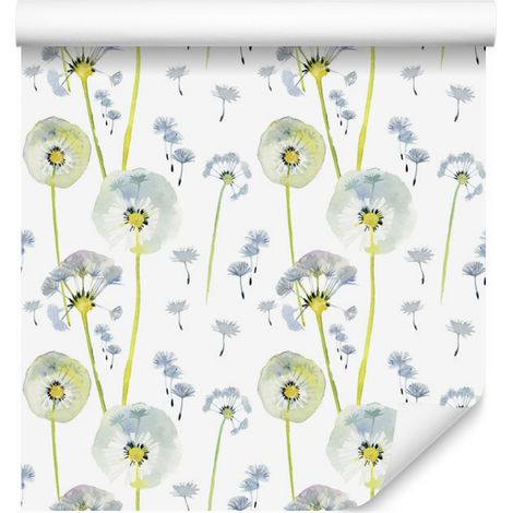 Papel pintado con dientes de león pintados y semillas para salón y dormitorio, 50x1000 cm (1/5)