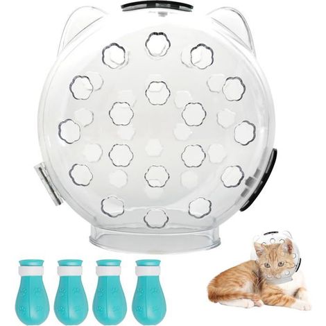 Muselière pour chat - PZCC - Respirabilité 360° - Double verrouillage - Chaussons silicone antidérapants (1/5)