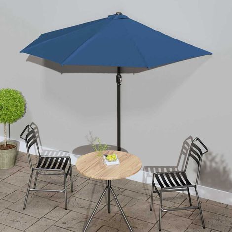Parasol de balcon - Parasol de Jardin Parasol droit avec mât en aluminium Bleu 270x135x245cm Demi BV284919 - BonneVie (1/5)