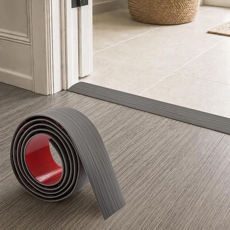 Barre de Seuil Adhesive, Seuil de Porte PVC, 2 m x 5 cm, Gris