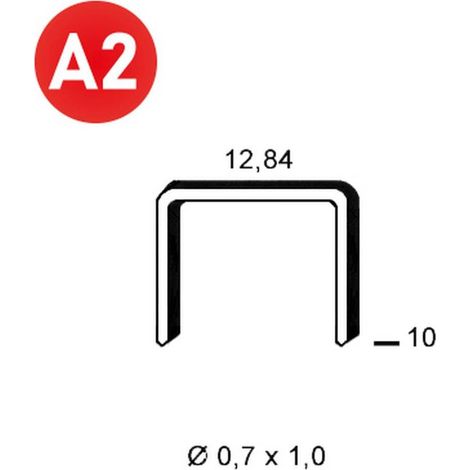 10 000 Agrafes Aluminium A-10 Inox A2 (304) - 12.84x10x0.7x1 mm - D-Work