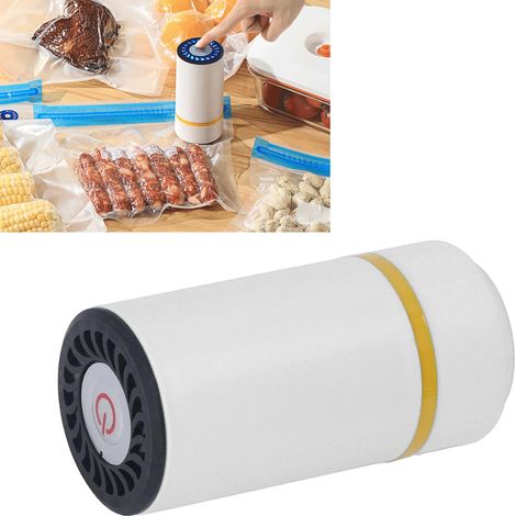 Scelleuse sous vide portable sans fil pour la maison, mini scelleuse sous vide électrique pour aliments, compression sous vide et scellage automatique pour sacs de conservation sous vide, blanc ivoire (1/5)