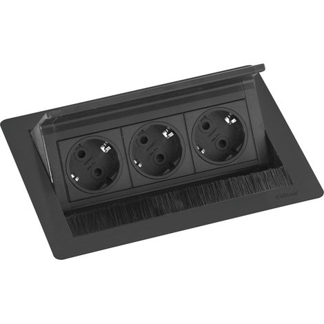 Evoline Flip Top Push S Einbausteckdose 3-fach, 230V - 3500W, schwarz (1/5)