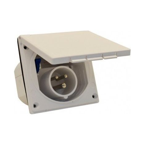 Imline – Socle CEE 17 beige encastrable pour camping-car et caravane – Dimensions 100 x 100 mm – Encastrement diamètre 90 mm (1/2)