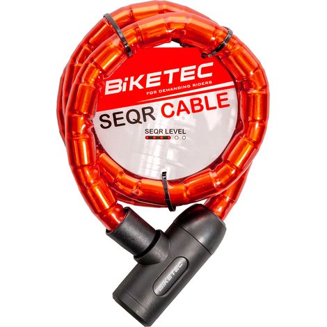 CÂBLE ANTIVOL BIKETEC SEQR : CÂBLE DE 22 MM, 1,4 M AVEC CADENAS, 3 CLÉS,