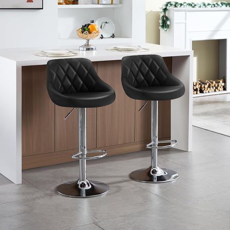 WOLTU 2x Sgabelli da Bar e da cucina Sgabello Lounge Sedia Altezza Regolabile Nero
