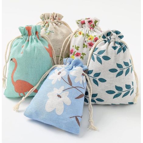 25pcs Pochon Coton avec Cordon 10 x 14 cm Petits Sachet en Tissu Sacs Cadeau Sachets en Lin Chanvre (1/5)