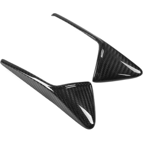 1 paire de garnitures de grille d'aération latérale pour caméra, décor en fibre de carbone véritable, remplacement pour Tesla Model 3 et Model Y, finition brillante (1/5)