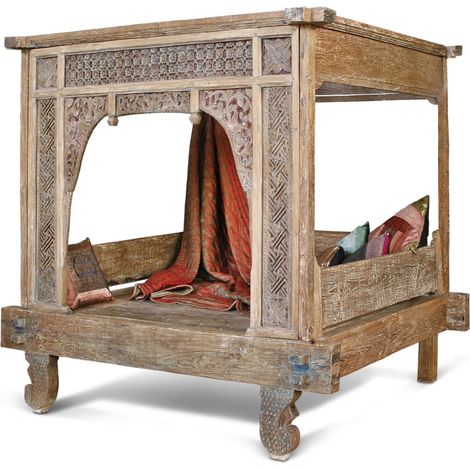Cama Con Dosel Caobilla 225X160X206 Sin Colchon