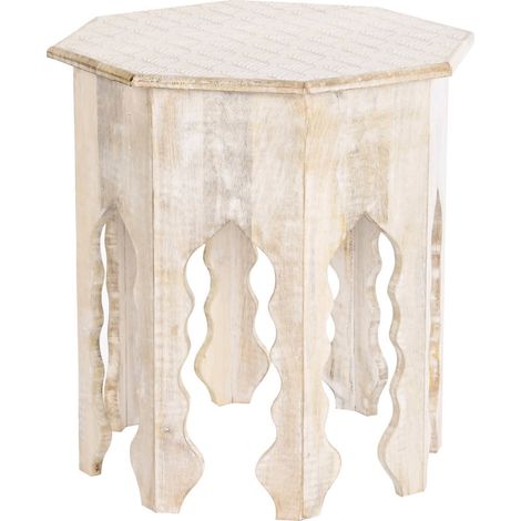 Table d'appoint mango élégante effet vieilli - Manguier effet vieilli aux notes blanc cassé (1/4)