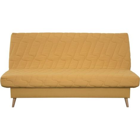 Canapé convertible clic-clac 2 places VOLTA tissu moutarde matelas Dunlopillo 13 cm 120x190 cm (1/5)