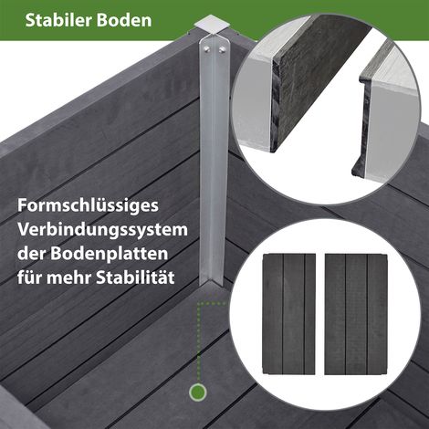Übertopf 57x 57x 56,5 cm 135 Liter Holzoptik langlebig Pflanzkasten Pflanzkübel Alu Profile zeitlos