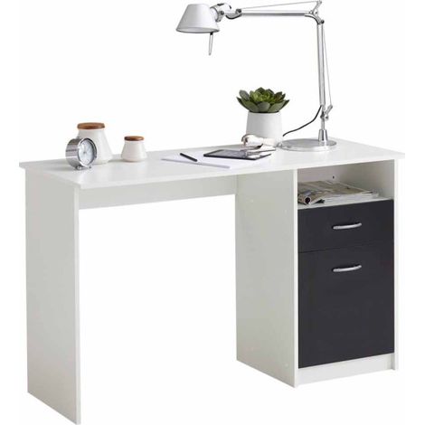 Bureau Design 1 Porte & 1 Tiroir "Sonka" 123cm Blanc (1/5)