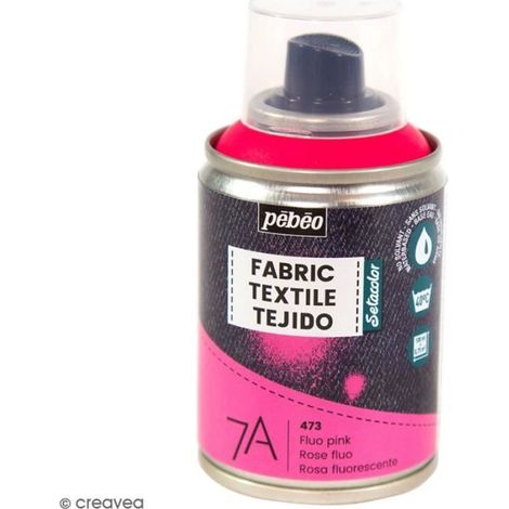 Peinture textile en bombe - Pébéo - 7A Textile - 100 ml - Rose Fluo - Intérieur